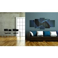 Schilderij - Donker blauwe abstractie , 5 luik