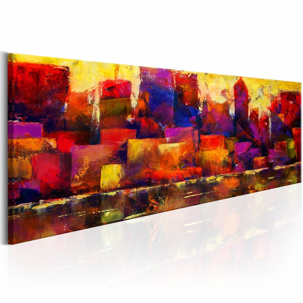 Schilderij - Kleurrijke Skyline , multi kleur