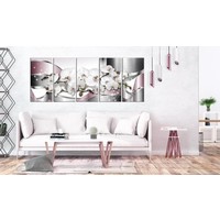 Schilderij - Orchidee in vijf delen , wit roze , 5 luik