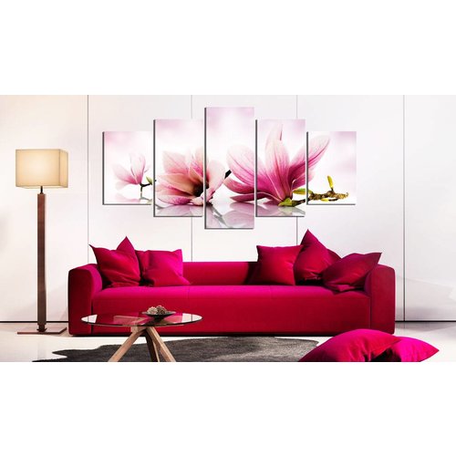 Canvas Schilderij Orchidee, Bloemen | Grijs, Roze