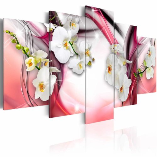 Schilderij - Roze Melody - Orchidee , 5 luik