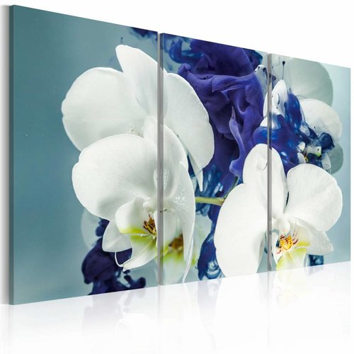 Schilderij - Hersenschim orchideeën , 3 luik