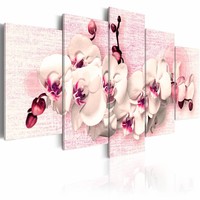Schilderij - Metafoor van vrouwelijkheid - Orchidee , 5 luik
