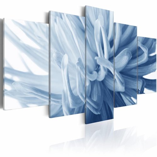 Schilderij - Blauwe bloem - dahlia , 5 luik