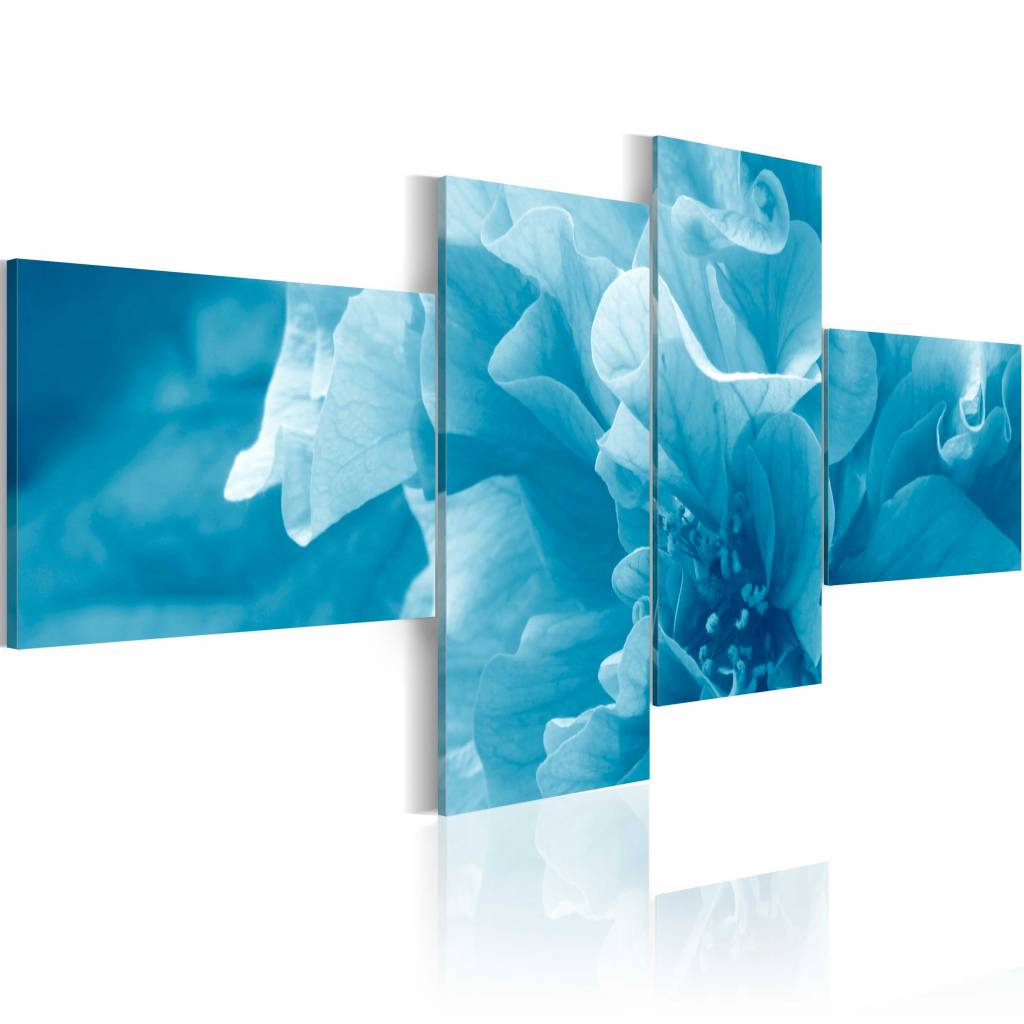 Schilderij - Hemelsblauwe azalea , 4 luik