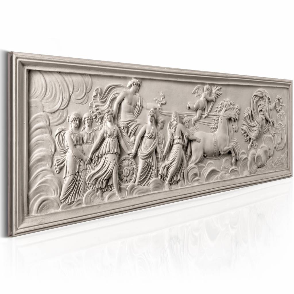 Schilderij - Reliëf: Apollo en Muses , beige afbeelding