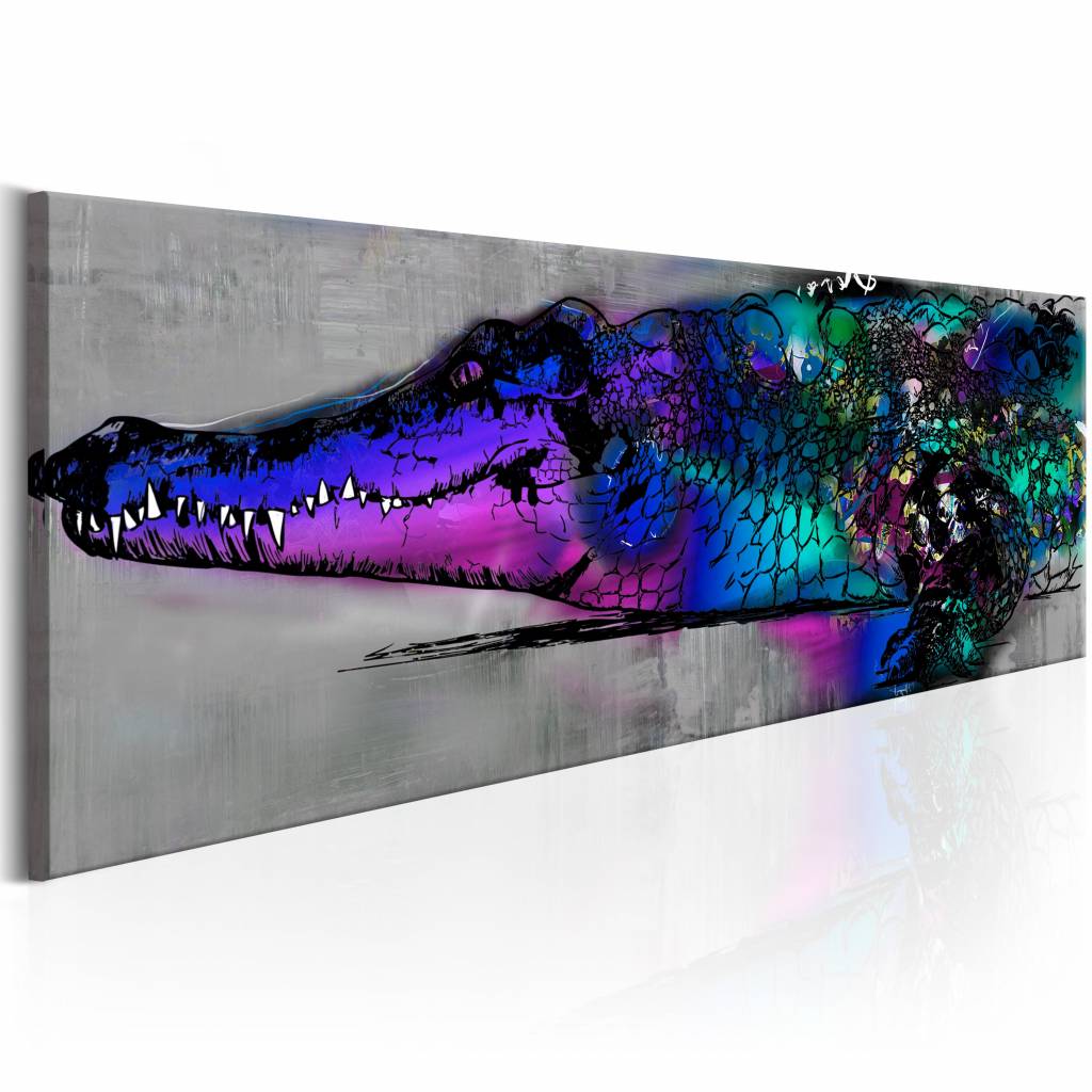 Schilderij - Blauwe Alligator , multi kleur