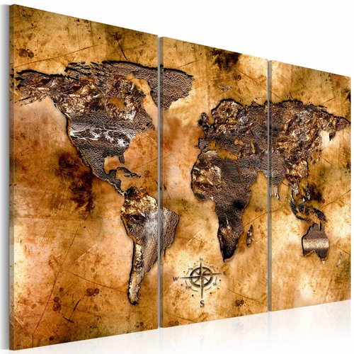 Slordig James Dyson Harden Schilderij - Wereldkaart - Opaliserende Wereld, 3luik , wanddecoratie -  Karo-art VOF