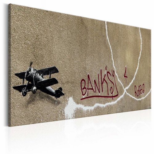 Schilderij - Banksy - Love Plane,  wanddecoratie , premium print op canvas