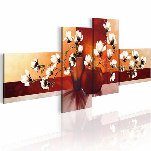Schilderij - Magnolia - impressie ,  4 luik