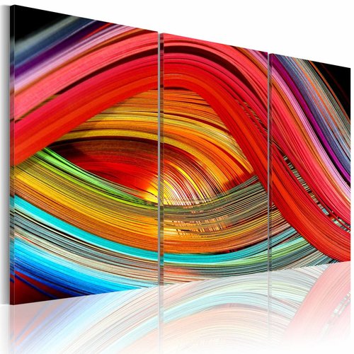 Schilderij - Abstracte regenboog , multi kleur , 3 luik
