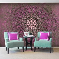 Fotobehang - Mandala van liefde , roze zwart Fotobehang - Mandala van liefde , roze zwart