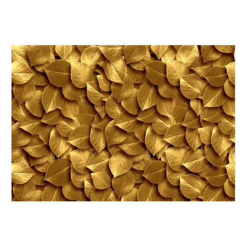 Fotobehang - Gouden bladeren, achtergrond, 5 maten, premium print vliesbehang, voor woon en slaapkamer, instructies inbegrepen, gemakkelijk aan te brengen