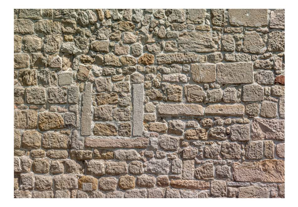 Fotobehang - Muur van stenen, Vliesbehang, in 5 maten, te koop, voor woonkamer en slaapkamer, geen behangtafel nodig, instructies bijgevoegd, eenvoudig aan te brengen, afbeelding