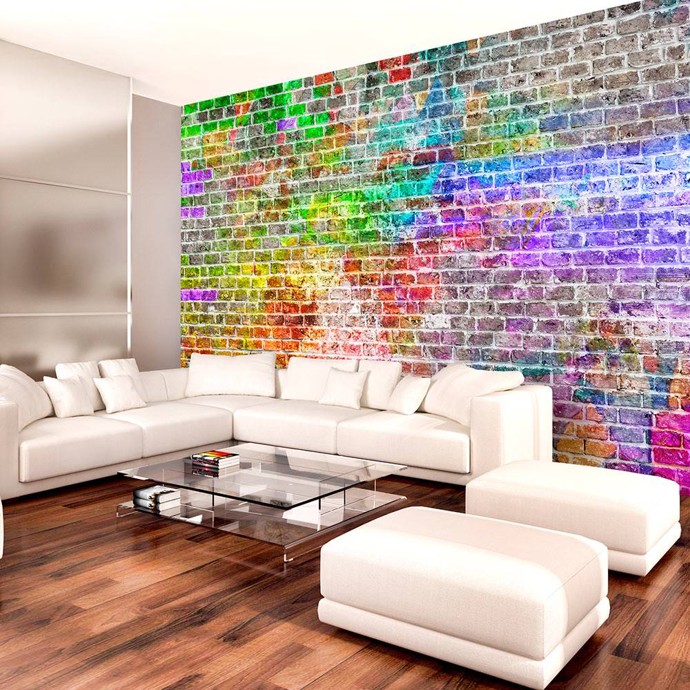 Fotobehang - Regenboog muur afbeelding