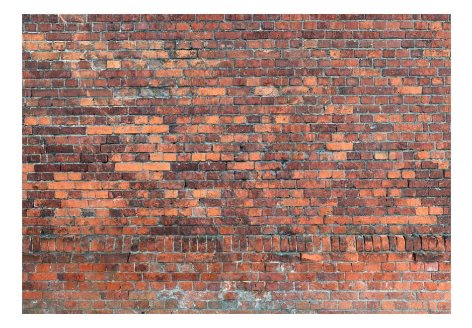 Fotobehang - Rode stenen muur, in 5 maten, te koop, voor woonkamer en slaapkamer, geen behangtafel nodig, instructies bijgevoegd afbeelding