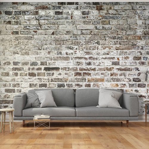 Fotobehang - Oude muur, grijs/beige, 5 maten, premium print vliesbehang, geen behangtafel nodig, voor woon en slaapkamer, inclusief instructies