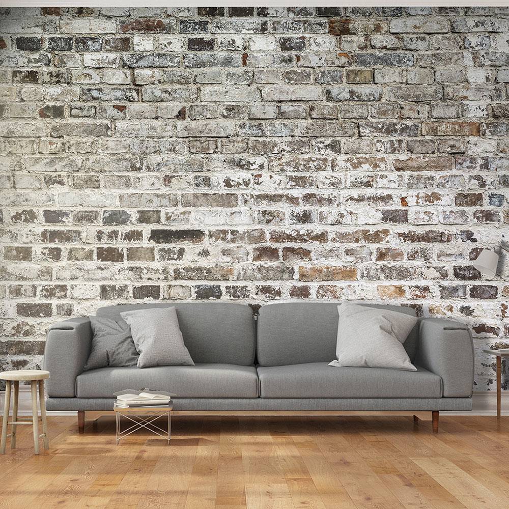 Fotobehang - Oude muur, grijs/beige, 5 maten, premium print vliesbehang, geen behangtafel nodig, voor woon en slaapkamer, inclusief instructies afbeelding