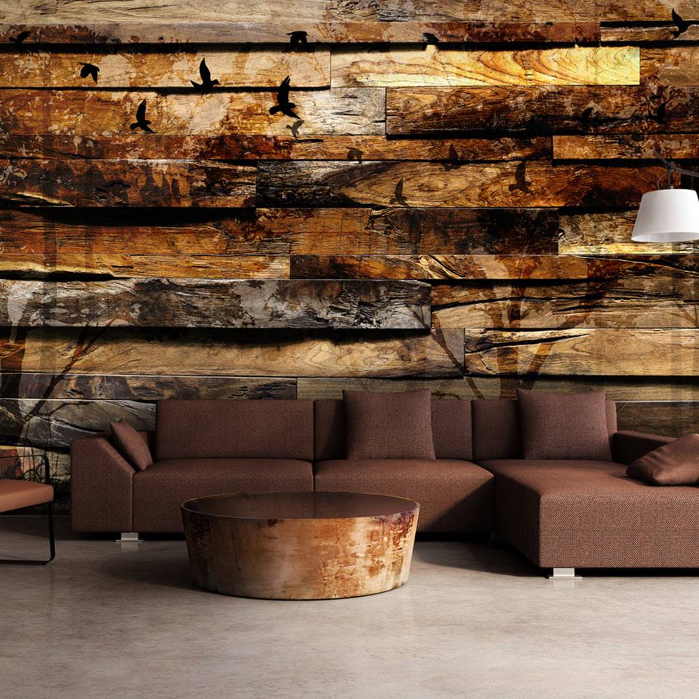 Fotobehang - Hout en vogels afbeelding