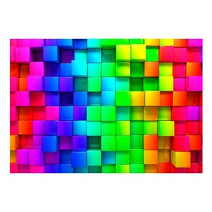 Fotobehang - Kleurige kubussen, Vliesbehang, 5 maten, voor woonkamer en slaapkamer, Instructie bijgesloten, zeer eenvoudig aan te brengen Fotobehang - Kleurige kubussen, Vliesbehang, 5 maten, voor woonkamer en slaapkamer, Instructie bijgesloten, zeer eenvoudig aan te brengen