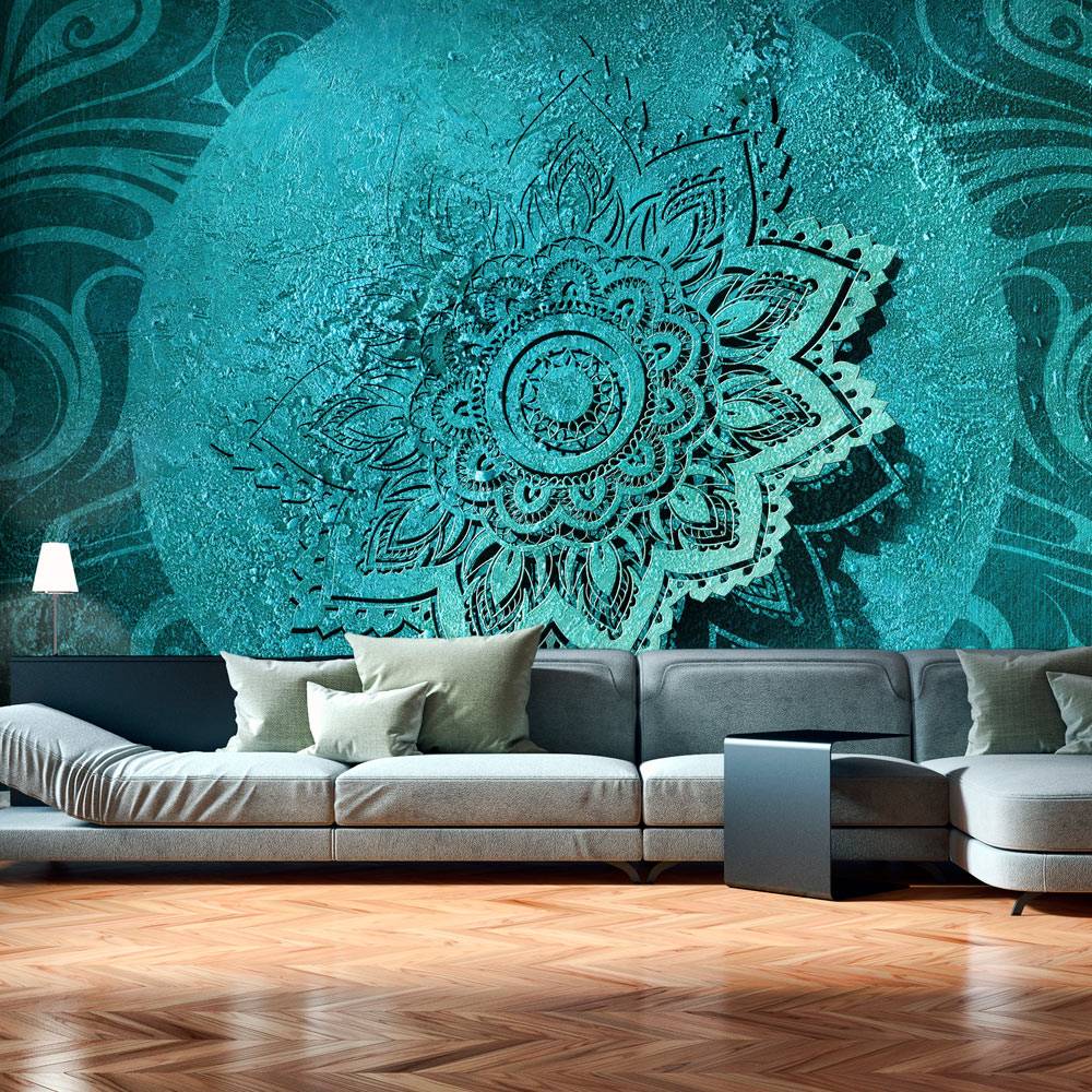 Fotobehang - Azure Bloem , mandala afbeelding