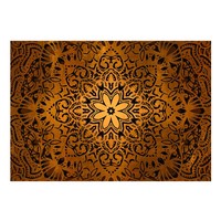 Fotobehang - Bloem van goud , mandala , oranje zwart , 5 maten Fotobehang - Bloem van goud , mandala , oranje zwart , 5 maten