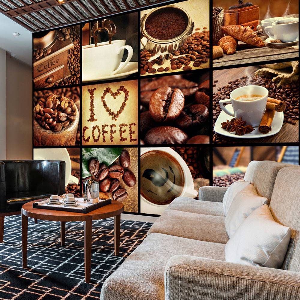 Fotobehang - Koffie- Collage , multi kleur afbeelding
