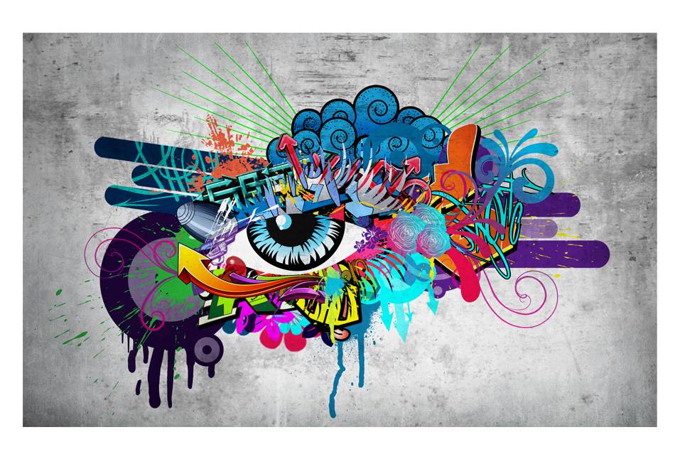 Fotobehang - Graffiti oog afbeelding