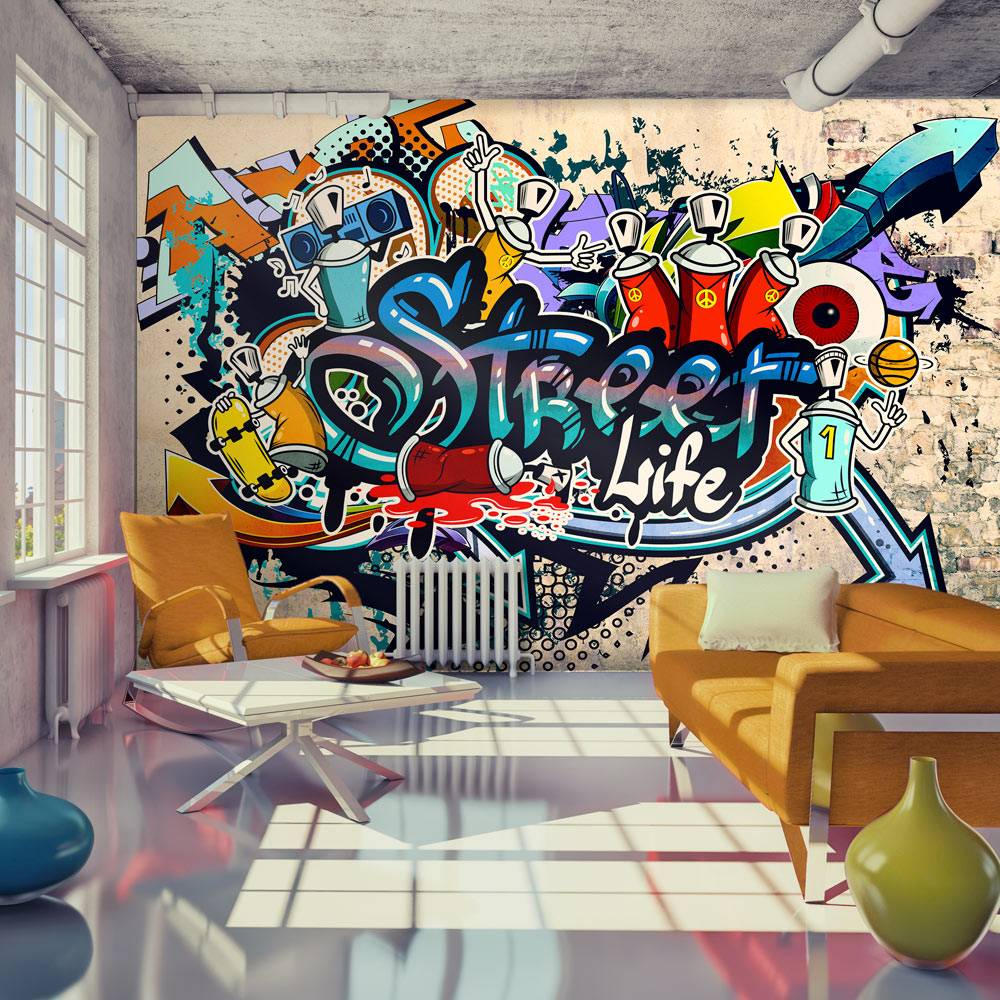 Fotobehang - Street Life, graffiti afbeelding