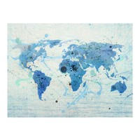 Fotobehang - Vliesbehang, Rondvaren en Zeilen -  De wereldkaart, 5 maten, blauw/groen, eenvoudig aan te brengen, geen behangtafel nodig