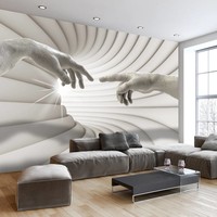 Fotobehang - Touch (Michelangelo) , grijs wit Fotobehang - Touch (Michelangelo) , grijs wit