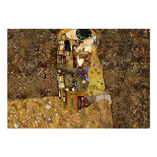 Fotobehang - Gustav Klimt inspiration: Gouden kus, goud look/bruin, Vliesbehang, 5 maten, voor woon en slaapkamer, instructies bijgesloten, gemakkelijk aan te brengen Fotobehang - Gustav Klimt inspiration: Gouden kus, goud look/bruin, Vliesbehang, 5 maten, voor woon en slaapkamer, instructies bijgesloten, gemakkelijk aan te brengen