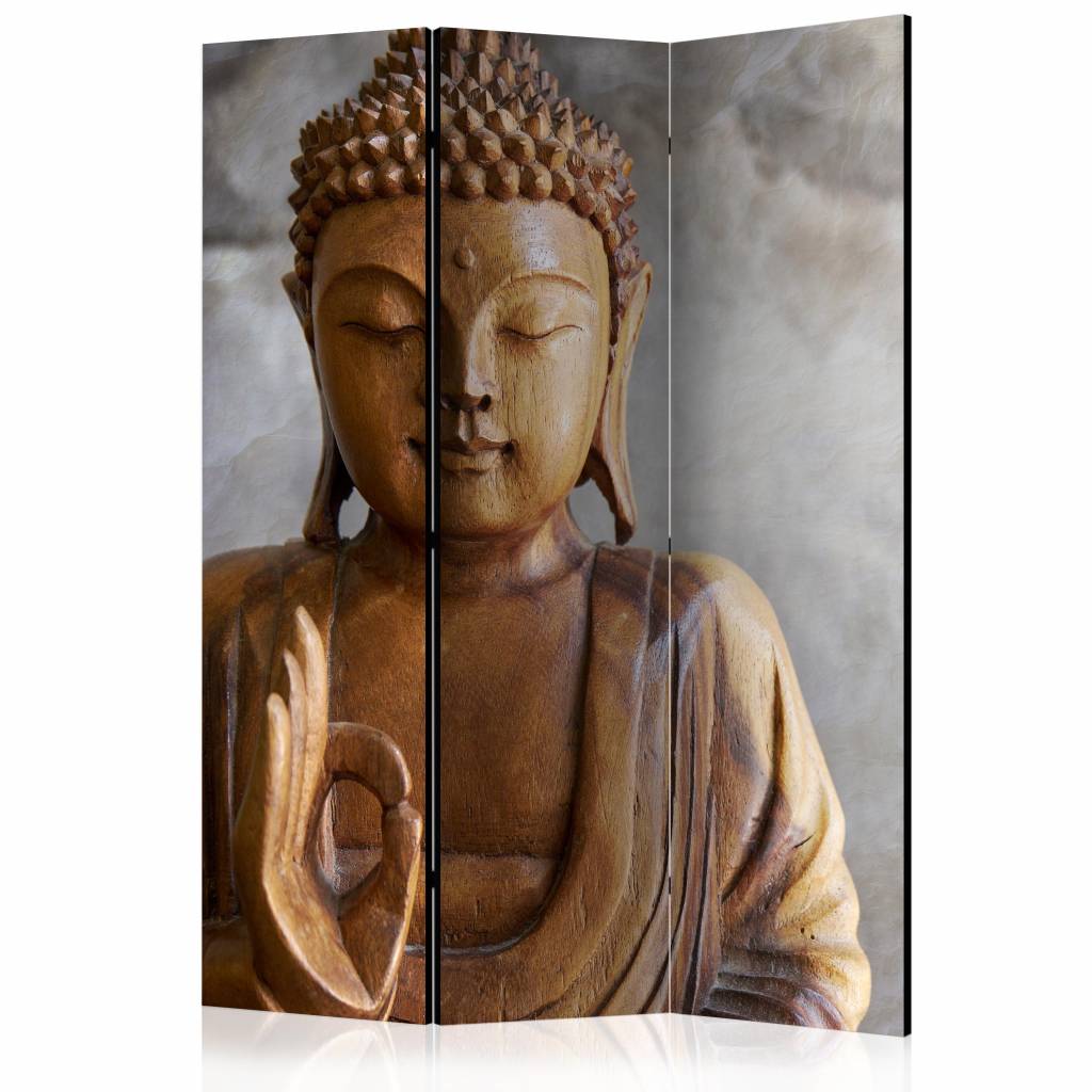 Vouwscherm / Kamerscherm - Boeddha 135x172cm gemonteerd geleverd, dubbelzijdig geprint afbeelding