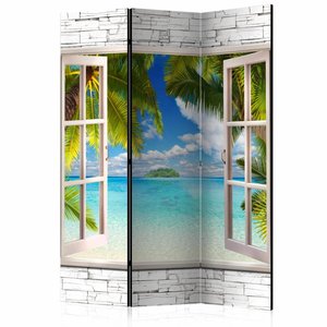 Vouwscherm / Kamerscherm - Droom eiland 135x172cm gemonteerd geleverd, dubbelzijdig geprint