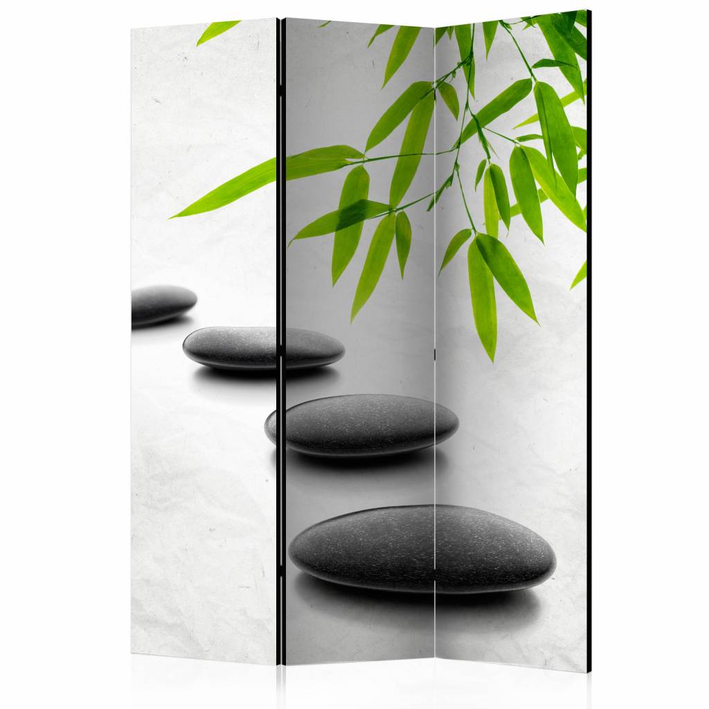 Vouwscherm / Kamerscherm - Zen stenen 135x172cm , gemonteerd geleverd, dubbelzijdig geprint afbeelding