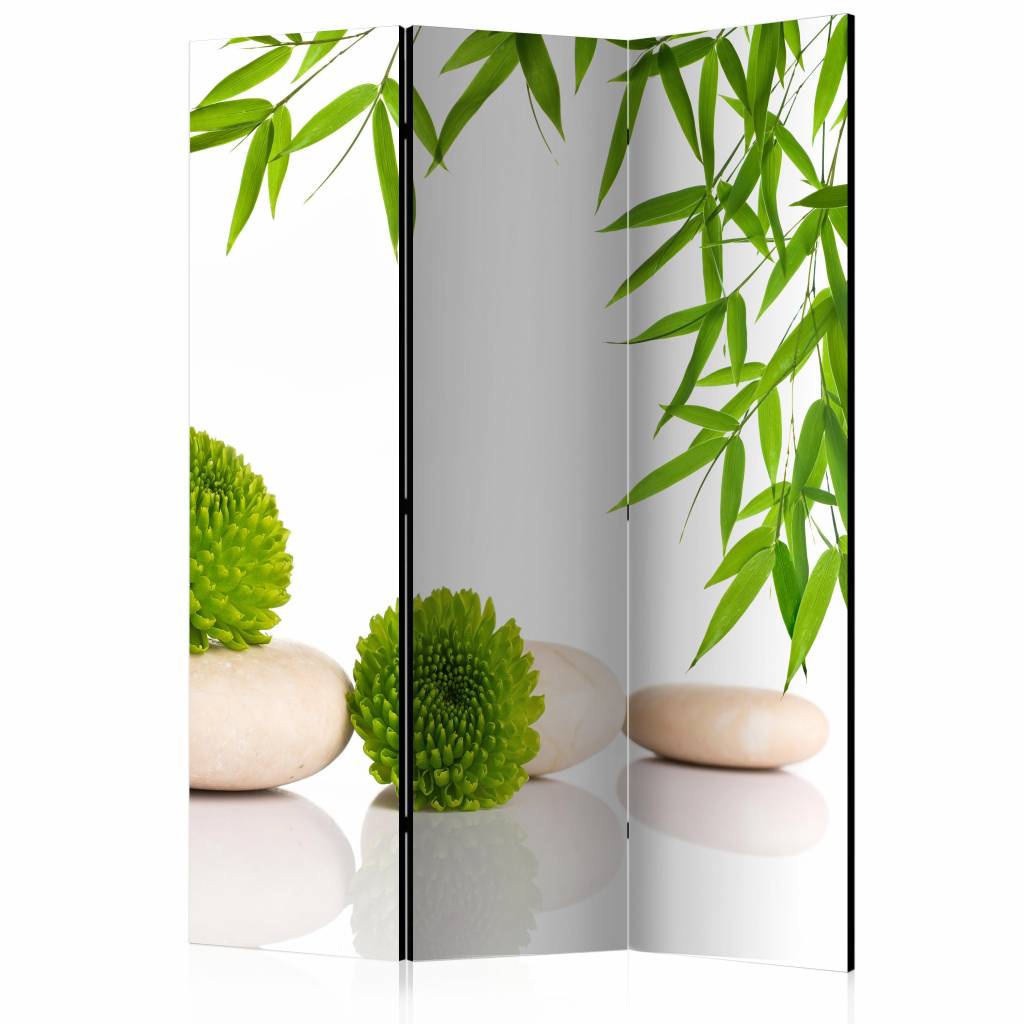 Vouwscherm / Kamerscherm - Groen relax 135x172cm , gemonteerd geleverd, dubbelzijdig geprint afbeelding