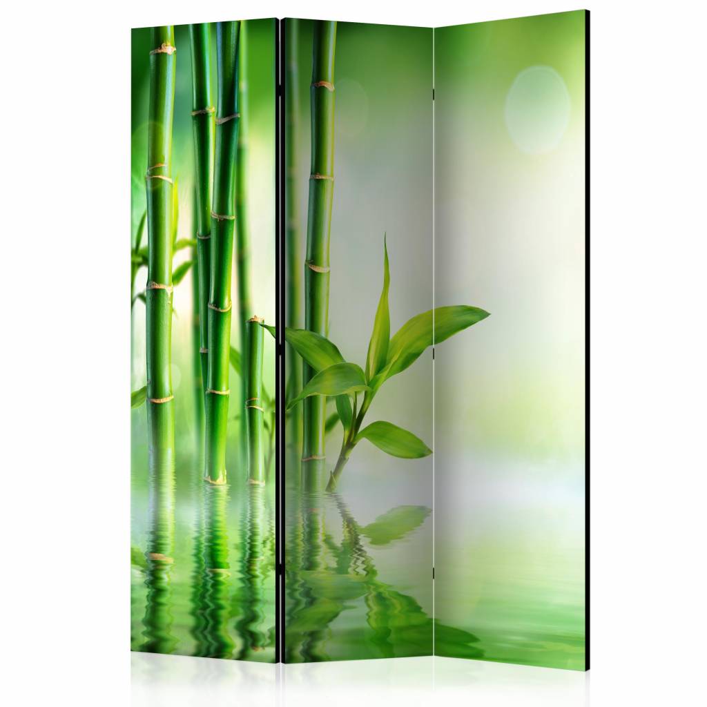 Vouwscherm / Kamerscherm - Groen Bamboe 135x172cm , gemonteerd geleverd, dubbelzijdig geprint afbeelding