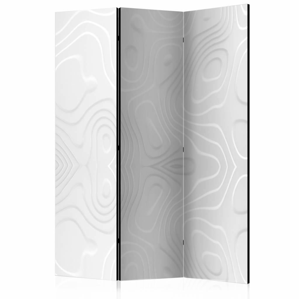 Vouwscherm / Kamerscherm - Witte golven 135x172cm, gemonteerd geleverd, dubbelzijdig geprint afbeelding
