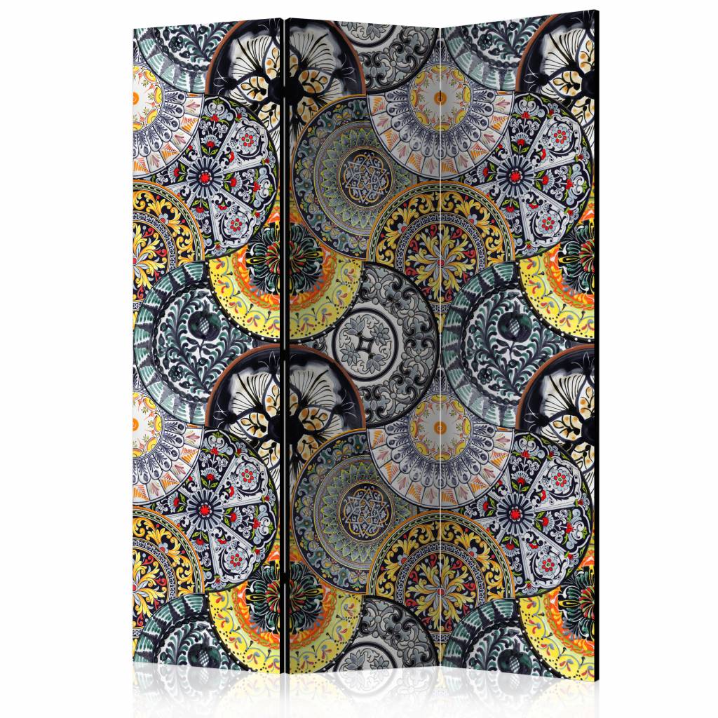 Vouwscherm / Kamerscherm - Geschilderd exotisme 135x172cm , gemonteerd geleverd, dubbelzijdig geprint afbeelding