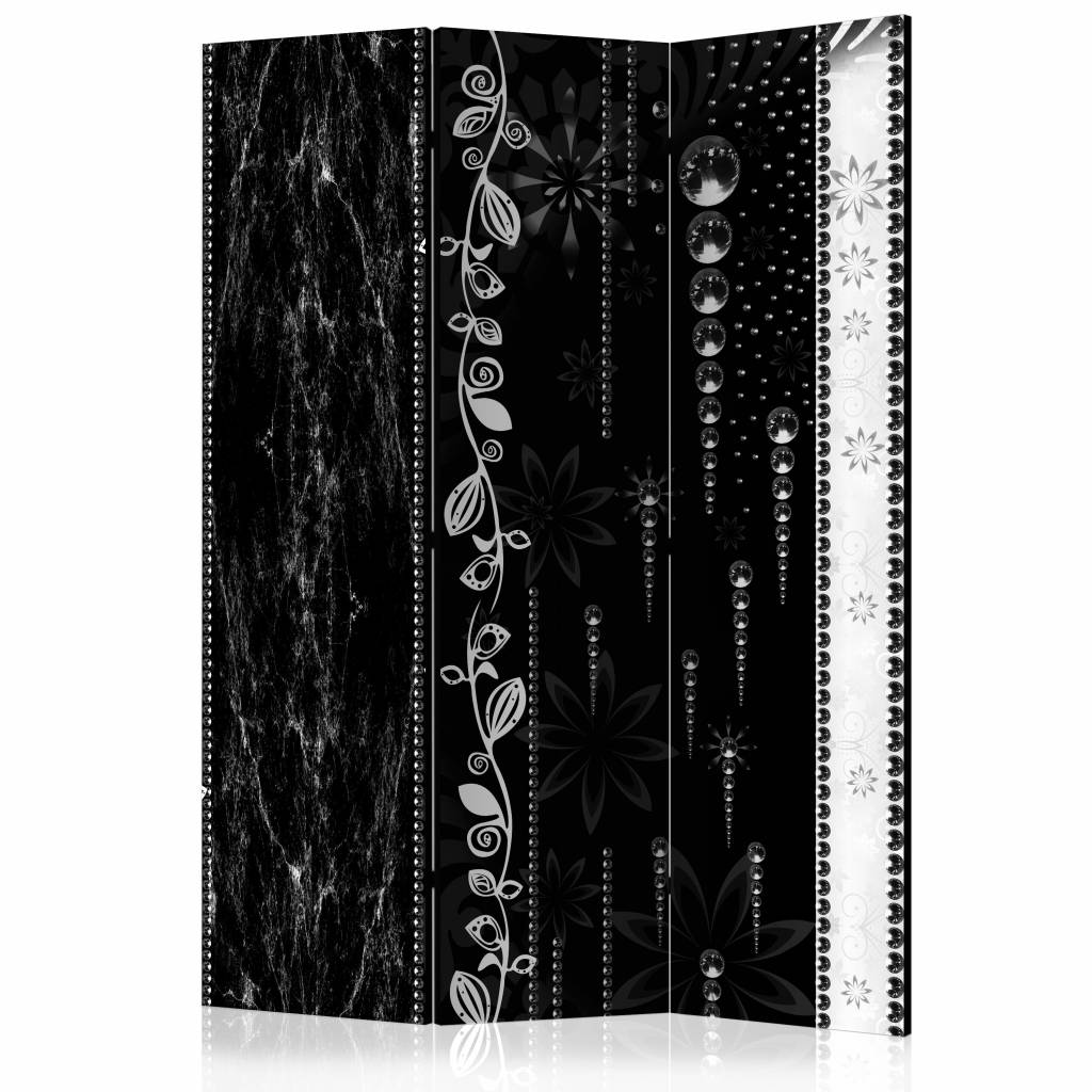 Vouwscherm / Kamerscherm - Zwarte elegancy 135x172cm , gemonteerd geleverd , dubbelzijdig geprint afbeelding