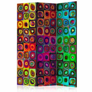 Vouwscherm / Kamerscherm - Kleurrijk abstract 135x172cm , gemonteerd geleverd , dubbelzijdig geprint
