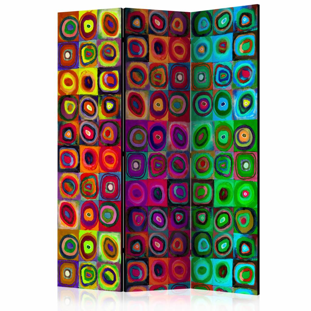 Vouwscherm / Kamerscherm - Kleurrijk abstract 135x172cm , gemonteerd geleverd , dubbelzijdig geprint afbeelding