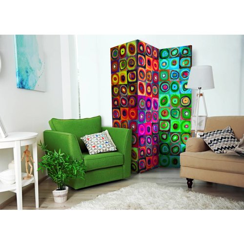 Vouwscherm / Kamerscherm - Kleurrijk abstract 135x172cm , gemonteerd geleverd , dubbelzijdig geprint