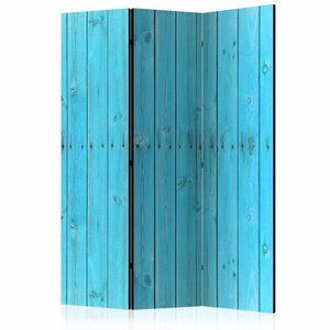 Vouwscherm / Kamerscherm - Blauwe schutting 135x172cm, gemonteerd geleverd   dubbelzijdig geprint