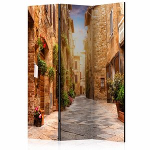 Vouwscherm / Kamerscherm - Straatje in Toscane 135x172cm, gemonteerd geleverd  dubbelzijdig geprint