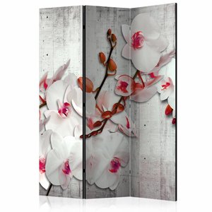 Vouwscherm / Kamerscherm - Orchidee op beton 135x172cm, gemonteerd geleverd  dubbelzijdig geprint
