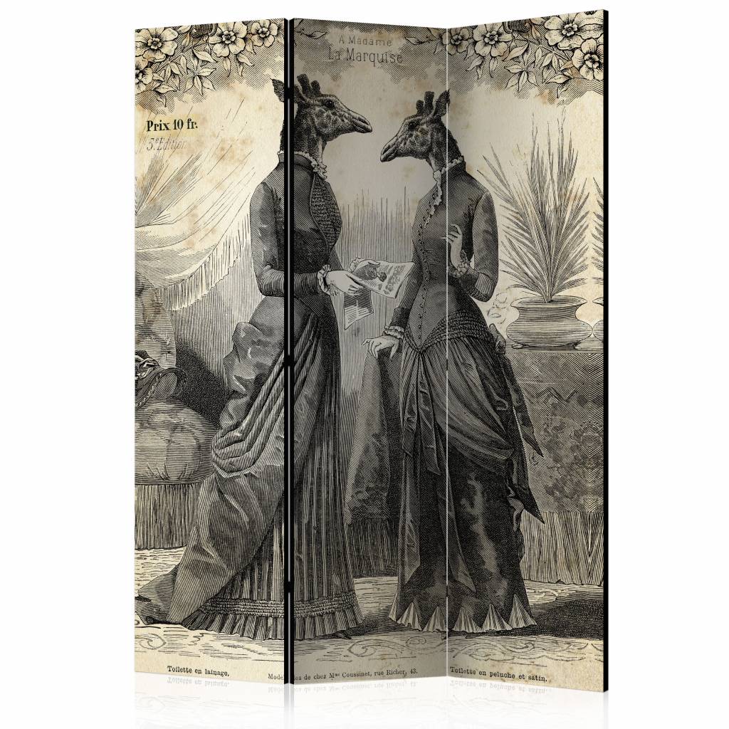 Vouwscherm / Kamerscherm - Aangeklede conversatie 135x172cm, gemonteerd geleverd dubbelzijdig geprint afbeelding
