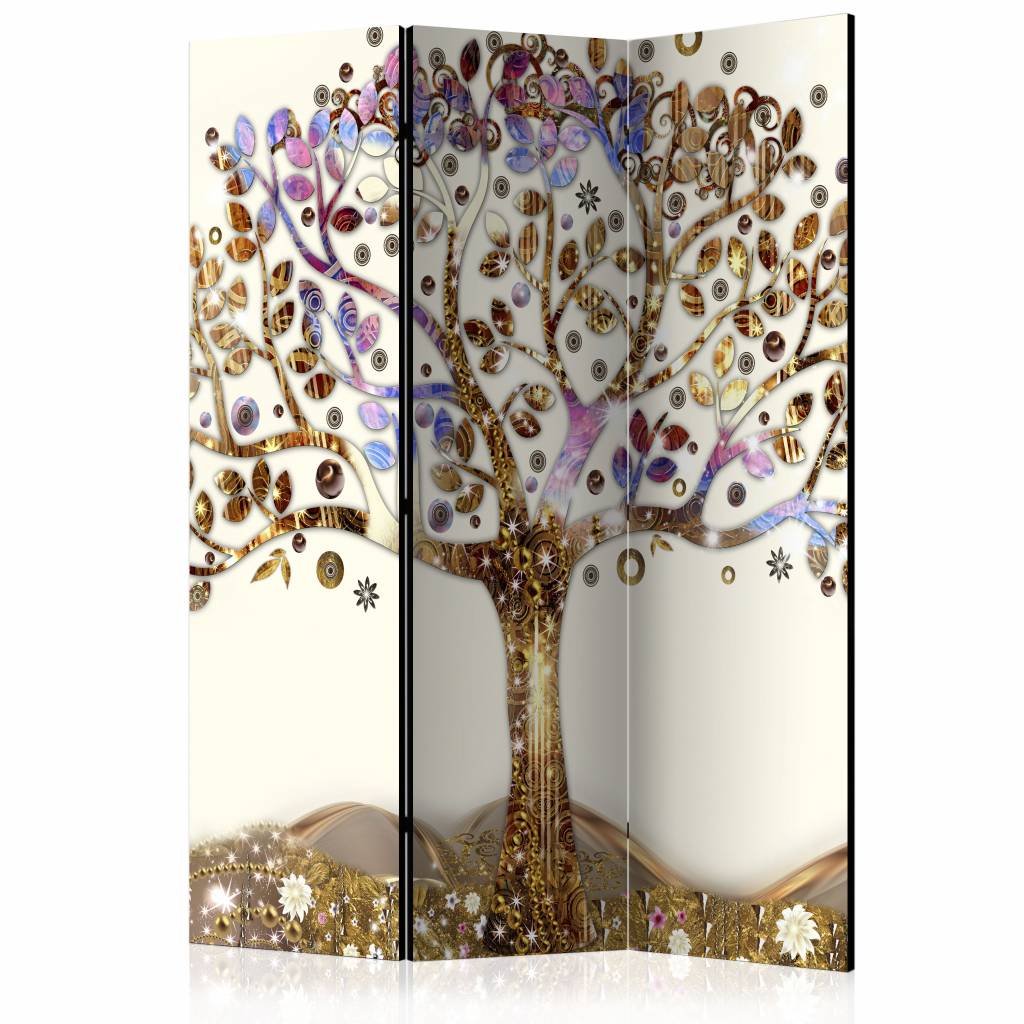Vouwscherm / Kamerscherm - Gouden boom 135x172cm, gemonteerd geleverd dubbelzijdig geprint afbeelding