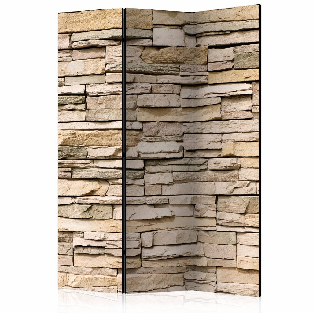 Vouwscherm / Kamerscherm - Decoratieve stenen 135x172cm , gemonteerd geleverd dubbelzijdig geprint afbeelding