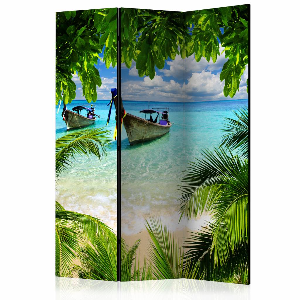 Vouwscherm / Kamerscherm - Tropisch paradijs 135x172cm , gemonteerd geleverd dubbelzijdig geprint afbeelding